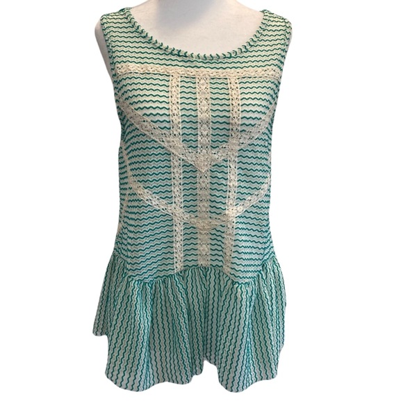 Free People Green Lace Crochet Peplum Tank Small - Picture 3 of 14